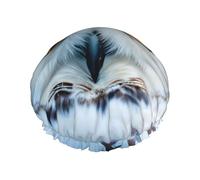 Casquette de douche à double couche avec impression des yeux de hibou des neiges, réutilisable, légère et douce, pour les femmes