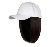 Casquette de gant de baseball avec extensions de cheveux raides courts Bob coiffure amovible perruque chapeau pour femme fille blond cendré mélange décoloré casquettes pour femmes, E, Taille unique