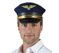 Casquette de pilote capitaine noir-bleu-or