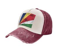 Casquette de Randonnée, Drapeau Des Seychelles, Chapeau de Baseball, Denim Vieilli, Délavé Vintage, Chapeau de Soleil D'Extérieur Léger Avec Technologie de Confort À Séchage Rapide 2 One Size