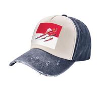 Casquette de Randonnée en Plein Air pour Tous Les Âges. Casquette de Baseball en Denim Vieilli avec Drapeau National - Légère, Respirante, pour Randonnées et Camping, Unisexe. Navy Blue One Size
