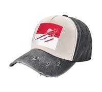 Casquette de Randonnée en Plein Air pour Tous Les Âges. Casquette de Baseball en denim Vieilli Avec Drapeau National-Légère,Respirante,pour Randonnées et Camping,Unisexe. Black And White One Size