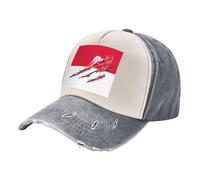 Casquette de Randonnée en Plein Air pour Tous Les Âges. Casquette de Baseball en Denim Vieilli avec Drapeau National - Légère, Respirante, pour Randonnées et Camping, Unisexe. Gray One Size