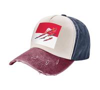 Casquette de Randonnée en Plein Air pour Tous Les Âges. Casquette de Baseball en Denim Vieilli avec Drapeau National - Légère, Respirante, pour Randonnées et Camping, Unisexe. Tibetan Red One Size