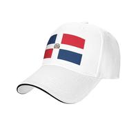 Casquette de République dominicaine - Casquette de baseball sandwich avec boucle magique - Idéale pour l'été - Pour l'extérieur, le golf, le jardin blanc - Taille unique, blanc/jardin opulent, taille