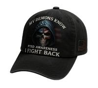Casquette de sensibilisation au syndrome de stress post-traumatique (SSPT), "Mes démons savent que je riposte", casquette de baseball pour le SSPT, casquettes de soutien psychologique pour le SSPTs