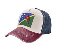Casquette de Sport Anti-Humidité, Casquette de Baseball Rétro en Denim Délavé avec Drapeau des Îles Salomon, Légère et Vintage, Unisexe, pour La Salle de Sport et L'Entraînement. 1 One Size