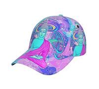 Casquette de Sport Unisexe à Bord incurvé réglable - Champignon 3D Trippy Thinking étoiles colorées - Casquette de Tennis - Casquette de Camionneur pour Jeunes garçons, Femmes et Hommes - Noir
