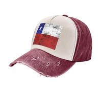 Casquette de Sport Vintage avec Motif Drapeau Chilien, Casquette de Baseball Délavée pour Les Épreuves de Qualification, Unisexe Réglable pour Les Activités de Plein Air 2 One Size