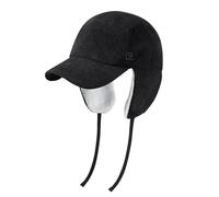 Casquette de Trappeur Coupe-Vent Chapeau D'Hiver Épais Avec Cache Oreille Ushanka Bonnets de Russe Casquette de Baseball en Velours Côtelé pour Snowboard Et Les Activités Voyage en Plein Air Noir