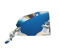 Casquette de travail à motifs de bateaux de croisière, toque de chef unisexe, ajustable, respirante, noire.