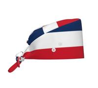Casquette de travail imprimée République dominicaine - Ajustable, déperlante - pour infirmières, chefs cuisiniers, spa et douche - Noir