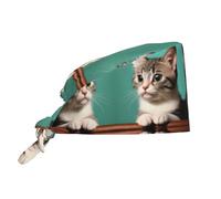 Casquette de Travail Noire à Motif Chat Curieux, avec Sangle Ajustable. Idéale pour Les Chefs cuisiniers, Le Personnel de Salle de Sport et Autres Professionnels. Couleur : Noir.