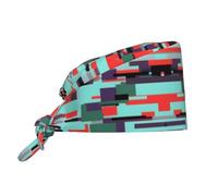 Casquette de travail rayée avec bandeau anti-transpiration, bonnet de bloc opératoire ajustable à nouer à l'arrière, noir, pour femmes et hommes