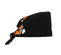 Casquette de travail unisexe imprimée « Petit renard voleur d'œufs », confortable et ajustable, noire.