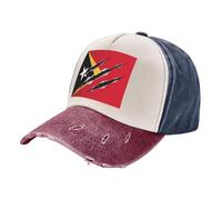 Casquette de Voyage Drapeau National du Timor Oriental Camping Ajustable Respirante Protection Solaire Sports Golf Course à Pied Pêche Navy and Red One Size