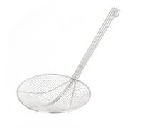 Casquette d'écumoire en acier inoxydable, longue poignée 7,9 pouces de passoire d'araignée Spoide Spoon à fentes cuillères cuillères avec un crochet pour les aliments frits (24 cm)