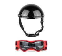 Casquette d'équitation pour chien - Casque de moto + lunettes - Avec trou d'oreille - Casque rigide pour chien - Empêche les dommages causés par la lumière du soleil