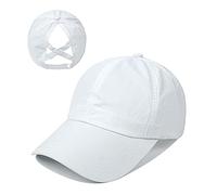 Casquette d'été criss-cross pour femme - Casquette de baseball réglable à séchage rapide pour chignon, blanc, 7-7 1/4