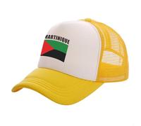 Casquette D'Été Décontractée De Sport - Nom du Pays De Martinique avec Drapeau, Chapeau De Soleil Classique en Maille Filet, Unisexe Réglable Rock Vintage Hip Hop, Chapeau Décontracté, Jaune