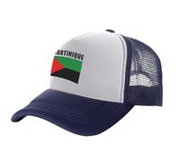 Casquette D'Été Décontractée De Sport - Nom du Pays De Martinique avec Drapeau, Chapeau De Soleil Classique en Maille Filet, Unisexe Réglable Rock Vintage Hip Hop, Chapeau Décontracté, Bleu