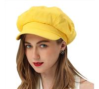 Casquette d'été pour femme - 100 % coton - 8 panneaux - Chapeau de taxi vintage - Visière octogonale - Cadeau pour femme et fille, jaune, 7 1/8/7 3/8