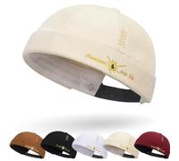 Casquette Docker Coton Bonnet Docker Unique Street Décontracté Brimless Chapeau Beanie Baseball Cap Casquette sans Visière Homme Femme Bonnet de Docker Coton Rétro Docker Hat Cuffed Brimless Hat