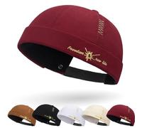 Casquette Docker Coton Bonnet Docker Unique Street Décontracté Brimless Chapeau Beanie Baseball Cap Casquette sans Visière Homme Femme Bonnet de Docker Coton Rétro Docker Hat Cuffed Brimless Hat