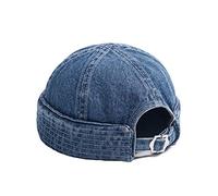 Casquette Docker en denim pour homme et femme - Style rétro - Réglable - Bleu - Taille Unique