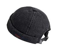 Casquette Docker en denim pour homme et femme - Style rétro - Réglable, Noir 0220, taille unique