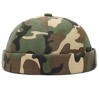 Casquette docker pour homme - Casquette sans bord - Casquette de marin - Style rétro, camouflage vert, taille unique