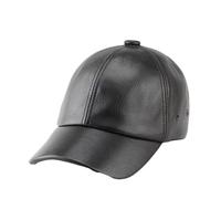 Casquette en Cuir pour Hommes, Casquettes de Baseball en Cuir d'hiver, Chapeau Chaud pour Personnes d'âge Moyen et âgées Casquette dôme avec Chapeau Motard réglable,Black a,XL