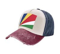 Casquette en Jean Vieilli - Casquette de Baseball Délavée Vintage avec Imprimé Drapeau National 100% Coton, Réglable, pour Un Usage Quotidien des Amateurs d'art Tibetan Red One Size
