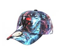 Casquette Enfant-Hip Hop Honour-Casquette Enfant Loup Bleue Rouge Print Original NY Baseball Wolf 7 a 12 ans - Bleu Taille unique