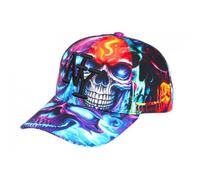 Casquette Enfant-Hip Hop Honour-Casquette NY Enfant Crâne Bleue Orange Look Streetwear Skull 7 a 12 ans - Bleu Taille unique