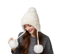 Casquette Femme Hiver Chapeau, Bonnets Et Chapeaux Bonnet Polaire Chic Winter Hat Flexible Knitted with Hair Ball Adjustable Thermal Fleece Balaclava Women for Outdoor Sports