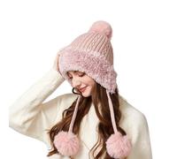 Casquette Femme Hiver Chapeau, Bonnets Et Chapeaux Bonnet Polaire Chic Winter Hat Flexible Knitted with Hair Ball Adjustable Thermal Fleece Balaclava Women for Outdoor Sports