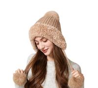 Casquette Femme Hiver Chapeau, Bonnets Et Chapeaux Bonnet Polaire Chic Winter Hat Flexible Knitted with Hair Ball Adjustable Thermal Fleece Balaclava Women for Outdoor Sports
