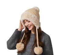 Casquette Femme Hiver Chapeau, Bonnets Et Chapeaux Bonnet Polaire Chic Winter Hat Flexible Knitted with Hair Ball Adjustable Thermal Fleece Balaclava Women for Outdoor Sports
