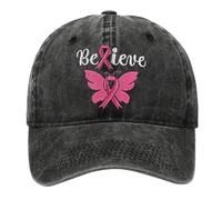 Casquette Femme Rose Pale, Octobre Accessoires 2025 Casquette - De Sport Unisexe Ajustable Sports Plein Air Motif Brodé Stylé Sensibilisation Noir One Size
