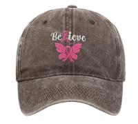 Casquette Femme Rose Queue de Cheval, Octobre Accessoires 2025 Casquette - De Sport Unisexe Ajustable Sports Plein Air Motif Brodé Stylé Sensibilisation Coffee One Size