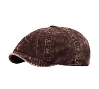 Casquette Gavroche Baker Boy Hat - 8 Panel Newsboy Flat Caps Vintage Velours Côtelé Beret Chapeau Plate Gatsby Ivy Irish Cap pour Hommes Femmes (FR/ES, Alpha/Lettres, Taille Unique, Marron)