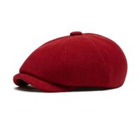 Casquette Gavroche Beret Plate Casquette Souples Hiver - 8 Panel Baker Boy Hat Newsboy Gatsby Hat Ivy Irish Flat Caps pour Hommes Femmes (FR/ES, Alpha/Lettres, Taille Unique, Rouge)