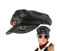 Casquette Gavroche Gothique - Chapeau de Capitaine Steampunk Pageboy Imperméable en PU | Chapeau de peintre de taxi de fête de carnaval de boîte de nuit pour femmes, accent de chauve-souris décoratif