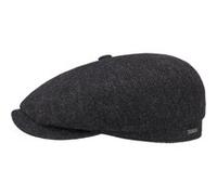 Stetson Casquette Hatteras Classic Wool Homme - Type Gavroche Laine avec visière, Doublure, Doublure Automne-Hiver - 57 cm Noir-Gris