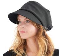 Casquette Hiver Femme Plate Newsboy - Bonnet Visière Homme Large en Coton Bio Mode Boho Ete Chapeau Soleil Flat Cap Hipster Surdimensionnée Gris
