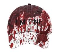 Casquette Homme I AM Fine Halloween Bloody Horreur Casquettes de Baseball Homme Anti-Soleil Baseball Cap Homme Femme été Unisexe Réglable Casquettes Sport Extérieur Sunha Chapeau pour Grosses Têtes