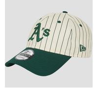 Casquette New Era Pinstripe 9TWENTY Athletics blanc crème vert foncé