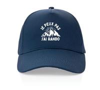 Casquette Je Peux Pas J'Ai Rando - Imprimé en France - Cadeau Je Peux Pas J'Ai Montagne Original Rigolo (Bleu Marine)
