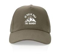 Casquette Je Peux Pas J'Ai Rando - Imprimé en France - Cadeau Je Peux Pas J'Ai Montagne Original Rigolo (Kaki)